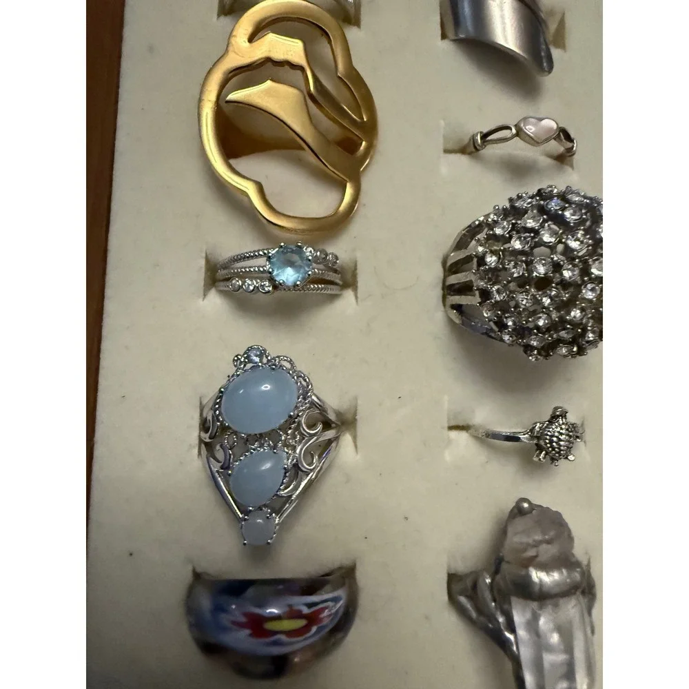 Lot of 50 Mixed Fashion Rings Women Statement Boho Rhinestone Resin Gold Silver